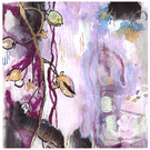 Abstraction florale aux teintes violettes et dor&eacute;es